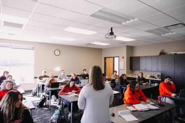 Classroom of students from the viewpoint of the professor