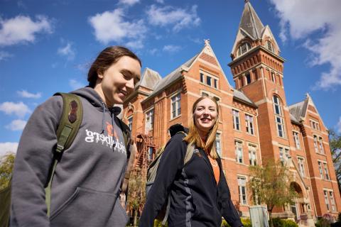 Students in front of University hall